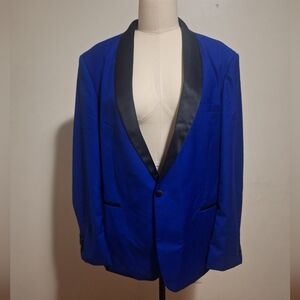 NWT Men's Hi-Tie Royal Blue Tuxedo Blazer with Black Lapel Size 3X